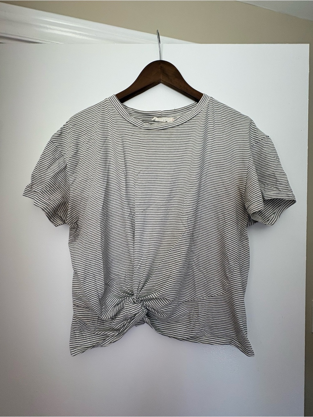 Lush Black & White Striped Crewneck Top